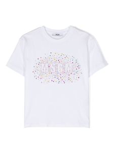 MSGM Kids t-shirt en coton à logo strassé - Blanc