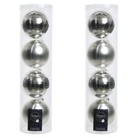 8x Zilveren glazen kerstballen 10 cm glans en mat