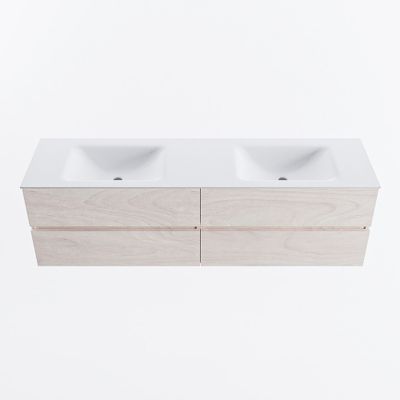 MONDIAZ VICA 170cm badmeubel onderkast Underlayment 4 lades. Wastafel CLOUD dubbel 2 kraangaten, kleur Talc.