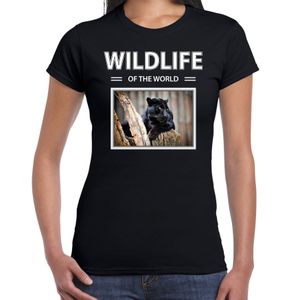 Zwarte panter t-shirt met dieren foto wildlife of the world zwart voor dames