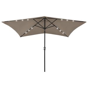 VidaXL Parasol met led&apos;s en stalen paal 2x3 m taupe