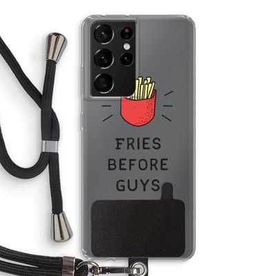 Fries before guys: Samsung Galaxy S21 Ultra Transparant Hoesje met koord