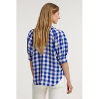 POLO Ralph Lauren geruite blouse van biologisch katoen blauw/wit - thumbnail
