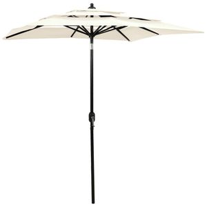 VidaXL Parasol 3-laags met aluminium paal 2x2 m zandkleurig