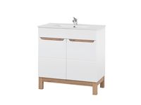 Comad Bali White badkamermeubel 80cm met witte wastafel en kraangat eiken/wit