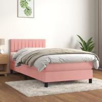Boxspring met matras fluweel roze 90x200 cm