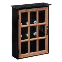 Atmosphera Sleutelkastje Classic Cabinet - mdf/glas - zwart/bruin - 30 x 40 cm - Voor 9 sleutels - Sleutelkastjes
