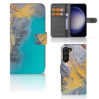 Samsung Galaxy S23 Plus Bookcase Marble Blue Gold - thumbnail