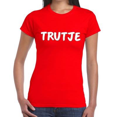 Trutje fun tekst t-shirt - rood - voor dames - foute party feestkleding