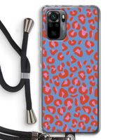 Leopard blue: Xiaomi Redmi Note 10 Pro Transparant Hoesje met koord