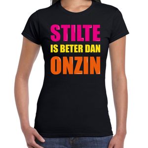 Stilte is beter dan onzin fun tekst t-shirt zwart dames