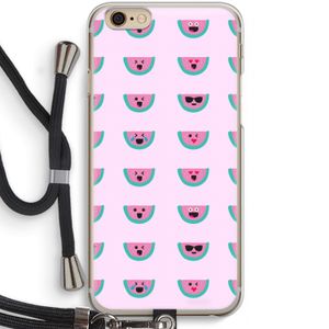 Smiley watermeloenprint: iPhone 6 / 6S Transparant Hoesje met koord