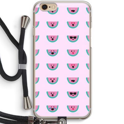 Smiley watermeloenprint: iPhone 6 / 6S Transparant Hoesje met koord