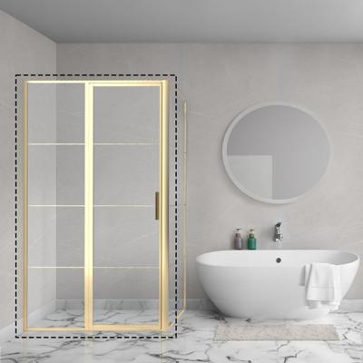 Aqua Vista Draaideur - 100x200 cm - met vast deel - Brushed Yellow Titanium R-BYT-C100-FFF