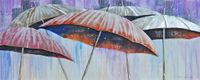 Schilderij - Handgeschilderd - Paraplu's 150x60cm