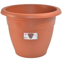 Terra cotta kleur ronde plantenpot/bloempot kunststof diameter 45 cm - Plantenpotten - thumbnail