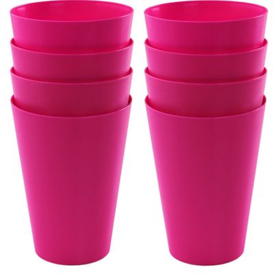 16x drinkbekers van kunststof 430 ml in het roze 16x drinkbekers van kunststof 430 ml in het roze
