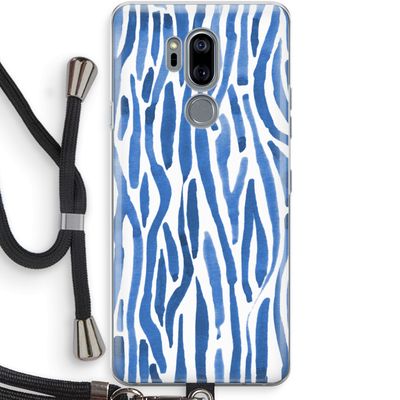 Blauwe nerven: LG G7 Thinq Transparant Hoesje met koord