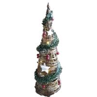 Gerimport LED piramide kerstboom - H40 cm - rotan - kerstverlichting   - - thumbnail