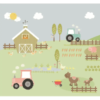 Designed4Kids wandvullend behang kinderkamer boerderij-280 x 260 cm