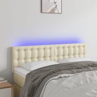 Hoofdbord LED 144x5x78/88 cm kunstleer crèmekleurig