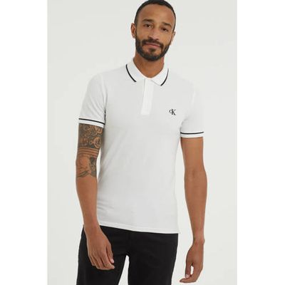 CALVIN KLEIN JEANS slim fit polo met biologisch katoen wit CALVIN KLEIN JEANS slim fit polo met biologisch katoen wit