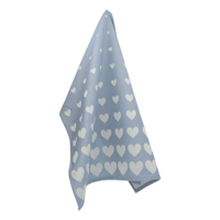 Bunzlau Castle - Theedoek 65x65cm Hearts grijsblauw (GOTS)