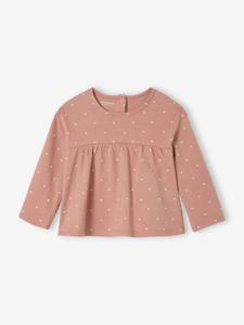 T-shirt met print en lange mouwen baby bio personaliseerbaar oudroze