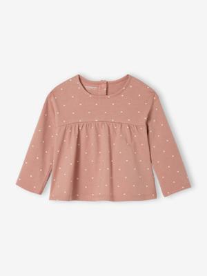 T-shirt met print en lange mouwen baby bio personaliseerbaar oudroze