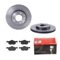 Remmenset, remschijf BREMBO, Remschijftype: Binnen geventileerd, Inbouwplaats: Vooras, u.a. für Mazda, Ford, Ford Usa