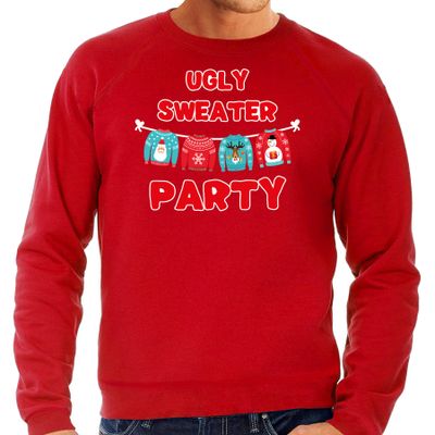 Ugly sweater party foute Kersttrui / outfit rood voor heren Ugly sweater party foute Kersttrui / outfit rood voor heren