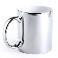 Zilveren koffie mok/beker met metallic glans 350 ml   -