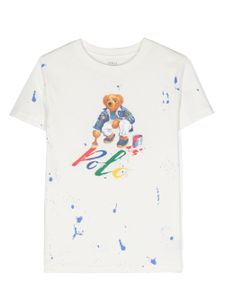 POLO RALPH LAUREN KIDS t-shirt en coton à motif Teddy Bear - Blanc