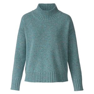 Pullover met opstaande kraag van bio-merinowol, jade Maat: 44