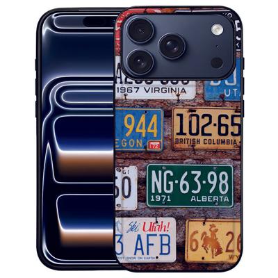 Kentekenplaten Apple iPhone 17 Pro Max Backcover Hoesje Zwart TPU Randen PU Kunstleer