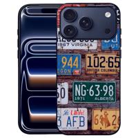 Kentekenplaten Apple iPhone 17 Pro Max Backcover Hoesje Zwart TPU Randen PU Kunstleer