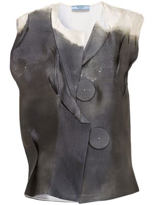 Prada blouse bicolore en satin - Gris