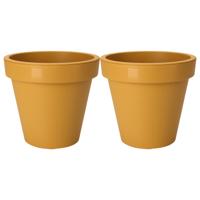 Pro Garden Plantenpot/bloempot - 2x - Tuin buiten - kunststof - okergeel - D30 cm