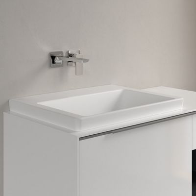 Wastafel Villeroy & Boch Subway 3.0 Met CeramicPlus Geen Kraangat Geen Overloop 60x47x16.5 cm Stone White