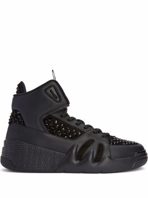 Giuseppe Zanotti baskets montantes Talon à ornements en cristal - Noir
