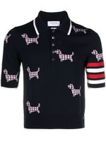 Thom Browne polo à logo Hector en intarsia - Bleu - thumbnail