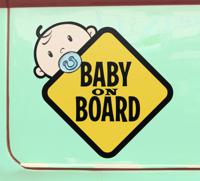 Baby aan boord sticker Geel bord met schattige jongen