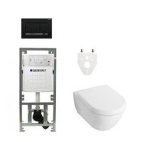 Villeroy Boch Subway 2.0 DirectFlush Toiletset - softclose - geberit reservoir - bedieningsplaat zwart sigma30 - wit 0701131/0124060/ga26028/sw61801/ - thumbnail