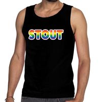 Stout gay pride tanktop/mouwloos shirt zwart voor heren