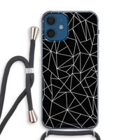 Geometrische lijnen wit: iPhone 12 Transparant Hoesje met koord