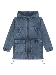 Dolce & Gabbana Kids K-Way hooded cotton windbreaker - Bleu