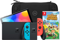 Nintendo Switch OLED Blauw/Rood + Animal Crossing New Horizons + BlueBuilt Beschermhoes - thumbnail