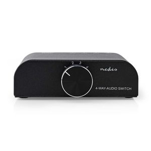 Nedis Analoge Audio-Switch | 4-Poorts poort(en) | Input: 1x 3,5 mm Audio-Input / 3x (2x RCA Female) | Output: 1x (2x RCA Female) | Manueel | Metaal |
