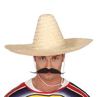 Guirca Mexicaanse Sombrero hoed voor heren - carnaval/verkleed accessoires - naturel   -