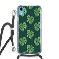 Monstera leaves: iPhone XR Transparant Hoesje met koord